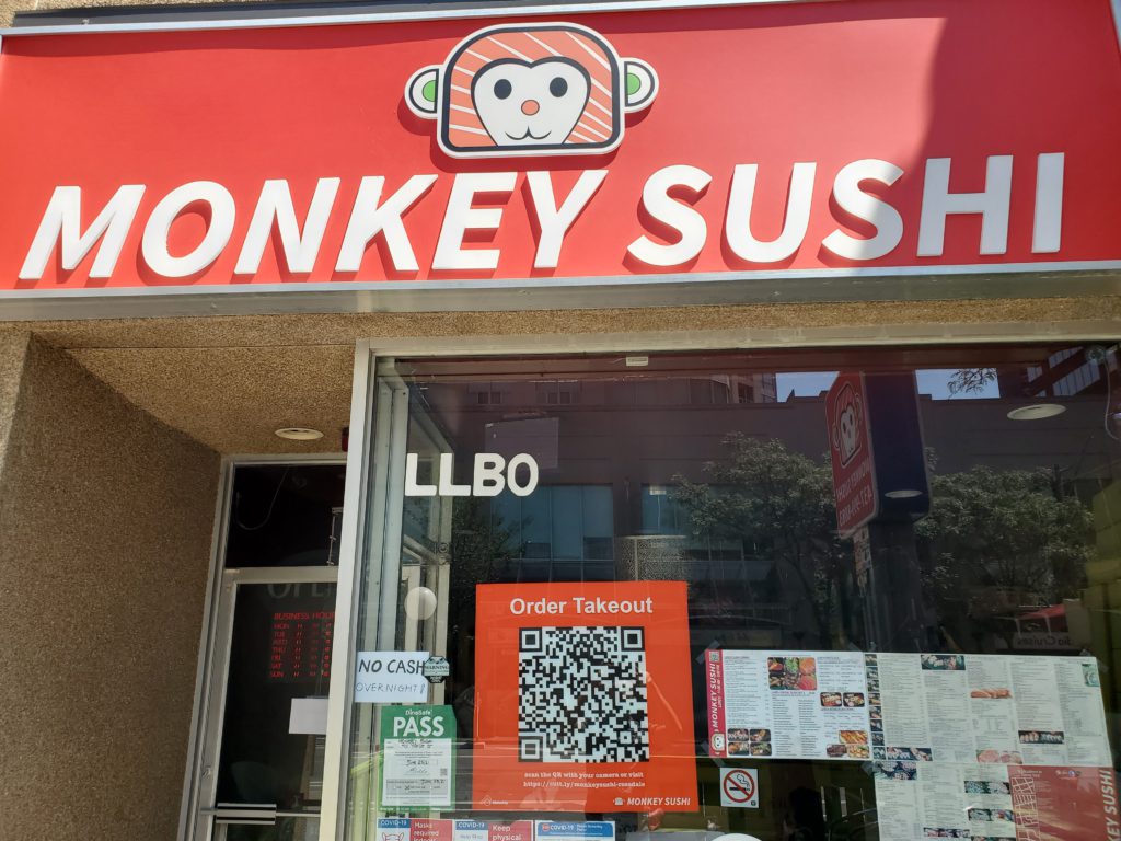 Monkey sushi uses OrderUp QR codes for contactless takeout in Toronto Canada