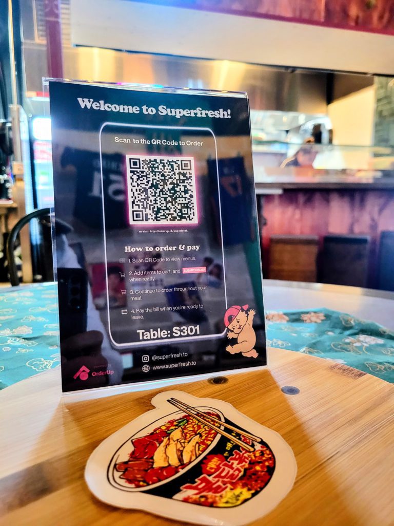 QR code ordering at Superfresh toronto